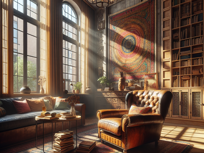 Sala de estar aconchegante com decoração eclética