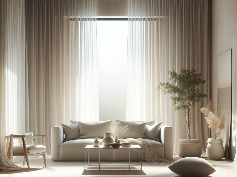 Sala de estar minimalista e serena