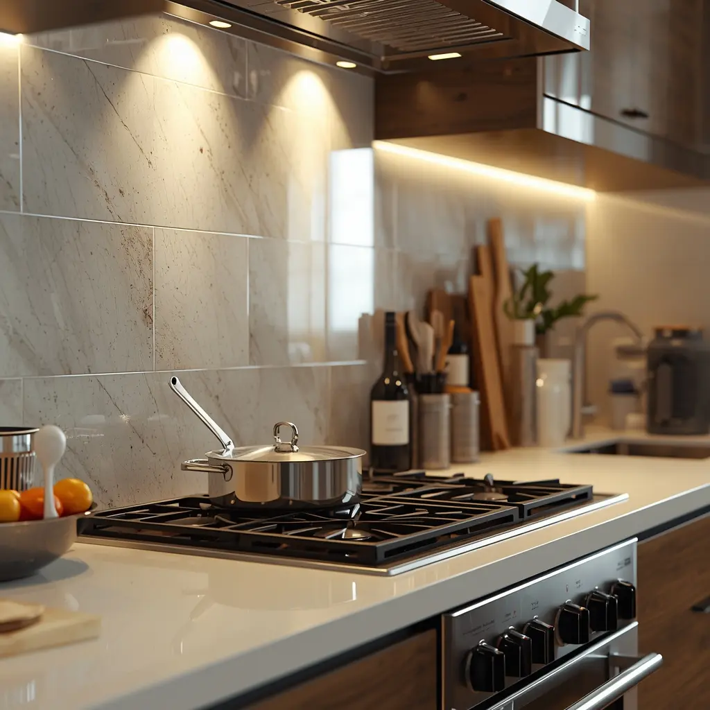 cozinha com fogão limpo e bem cuidado simbolizando riqueza e fontes de renda no feng shui
