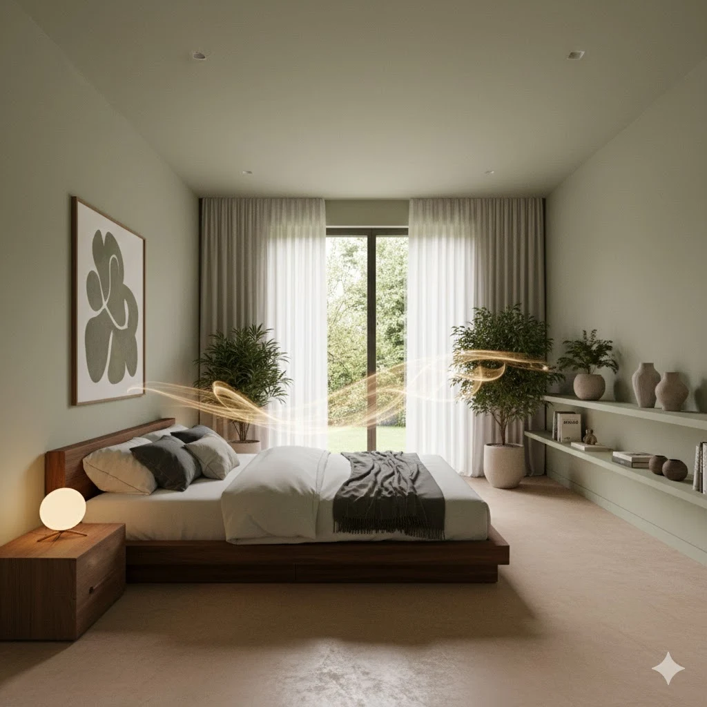 posição da cama em quarto feito de portas segundo o feng shui