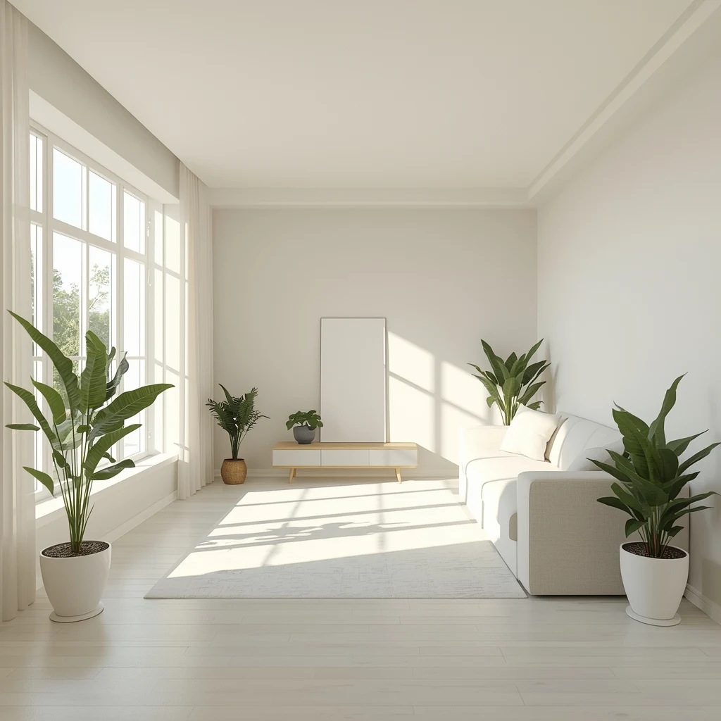 Sala de estar harmonizada com técnicas de Feng Shui para iniciantes.