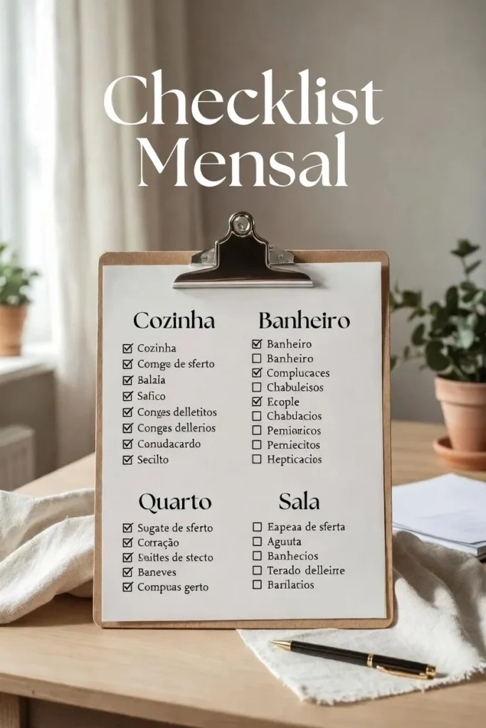 checklist mensal de limpeza da casa para imprimir e organizar a rotina
