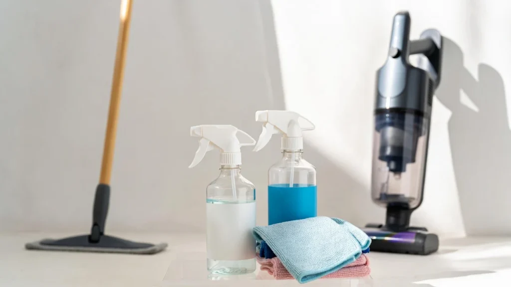  ferramentas para limpeza rápida da casa como mop aspirador e panos de microfibra