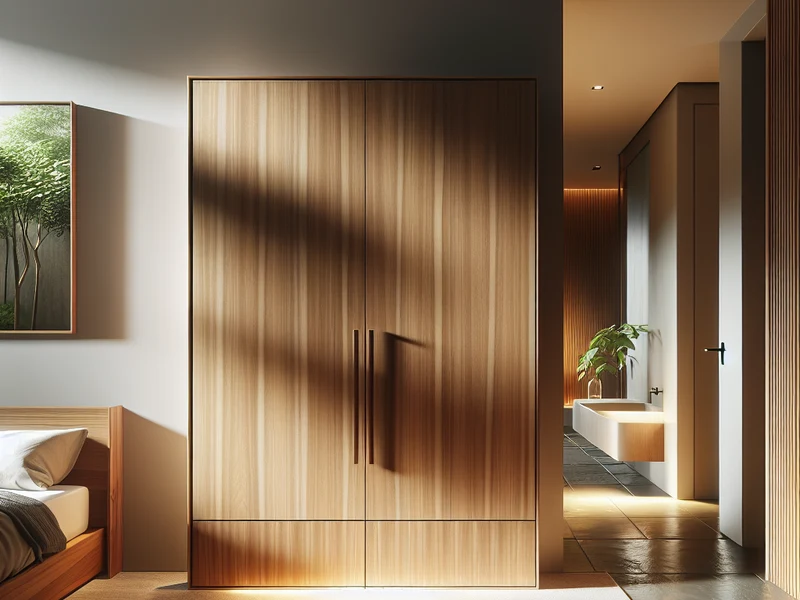 porta de banheiro com limitador magnético em quarto pequeno