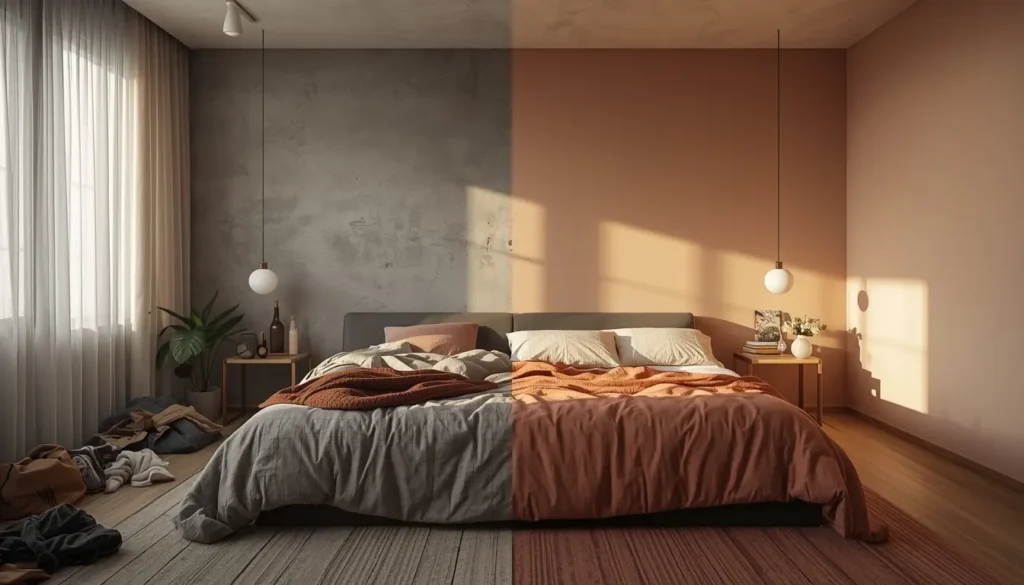 quarto bagunçado e organizado comparação limpeza rápida