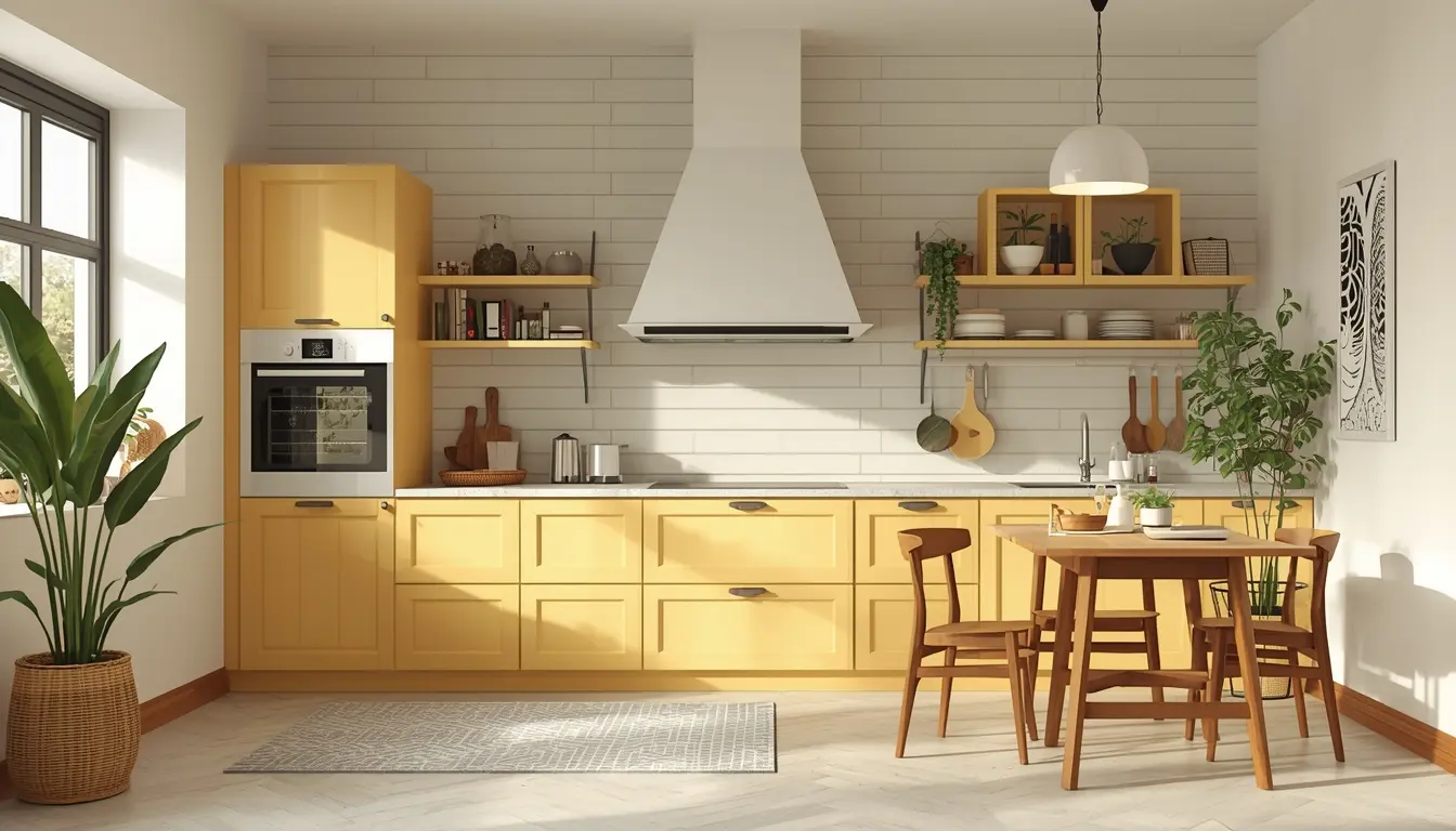 Cozinha organizada com Feng Shui mostrando fogão limpo e plantas na bancada