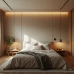 Quarto organizado e minimalista sem objetos desnecessários segundo os princípios do Feng Shui