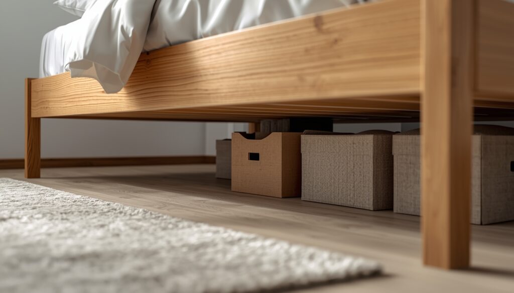 Espaço embaixo da cama livre ou organizado para permitir a circulação de energia no Feng Shui
