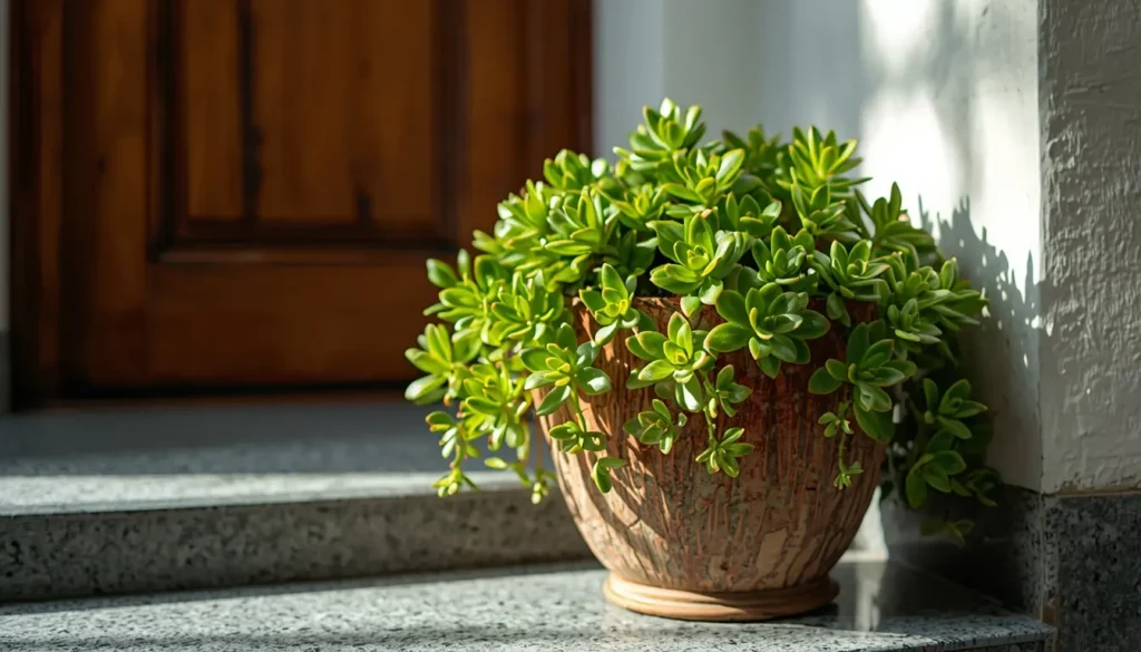 plantas feng shui jardim folhas arredondadas entrada casa