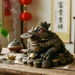 Sapo da sorte no Feng Shui — estátua com moeda na boca para atrair prosperidade